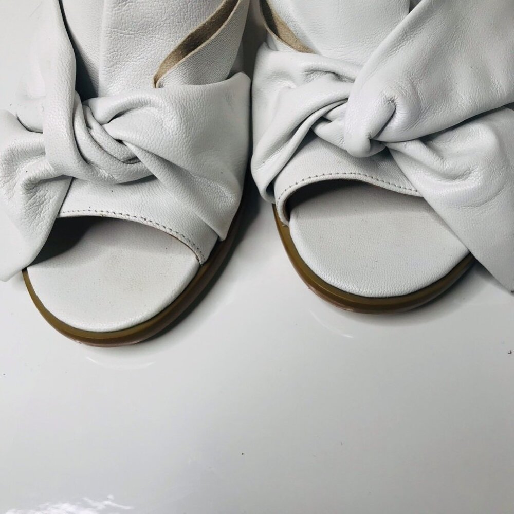 Nine West Womens Byron Mules Heel White Slip On High Peep Toe Stacked Block 7.5 - Picture 3 of 8